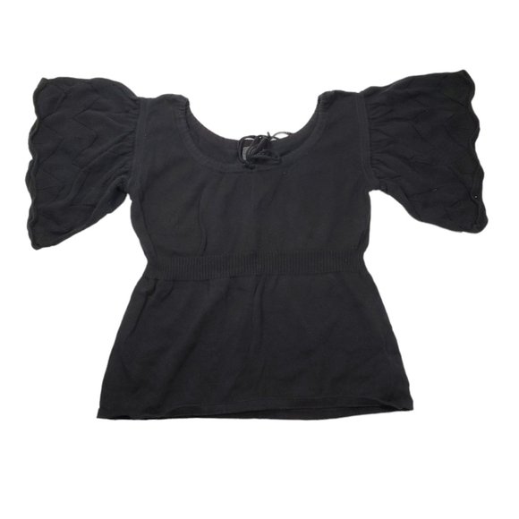 Lulululu S/S Knit Peasant Top Womens L Cotton Boho Goth Witch Y2K Flowy - Picture 1 of 5